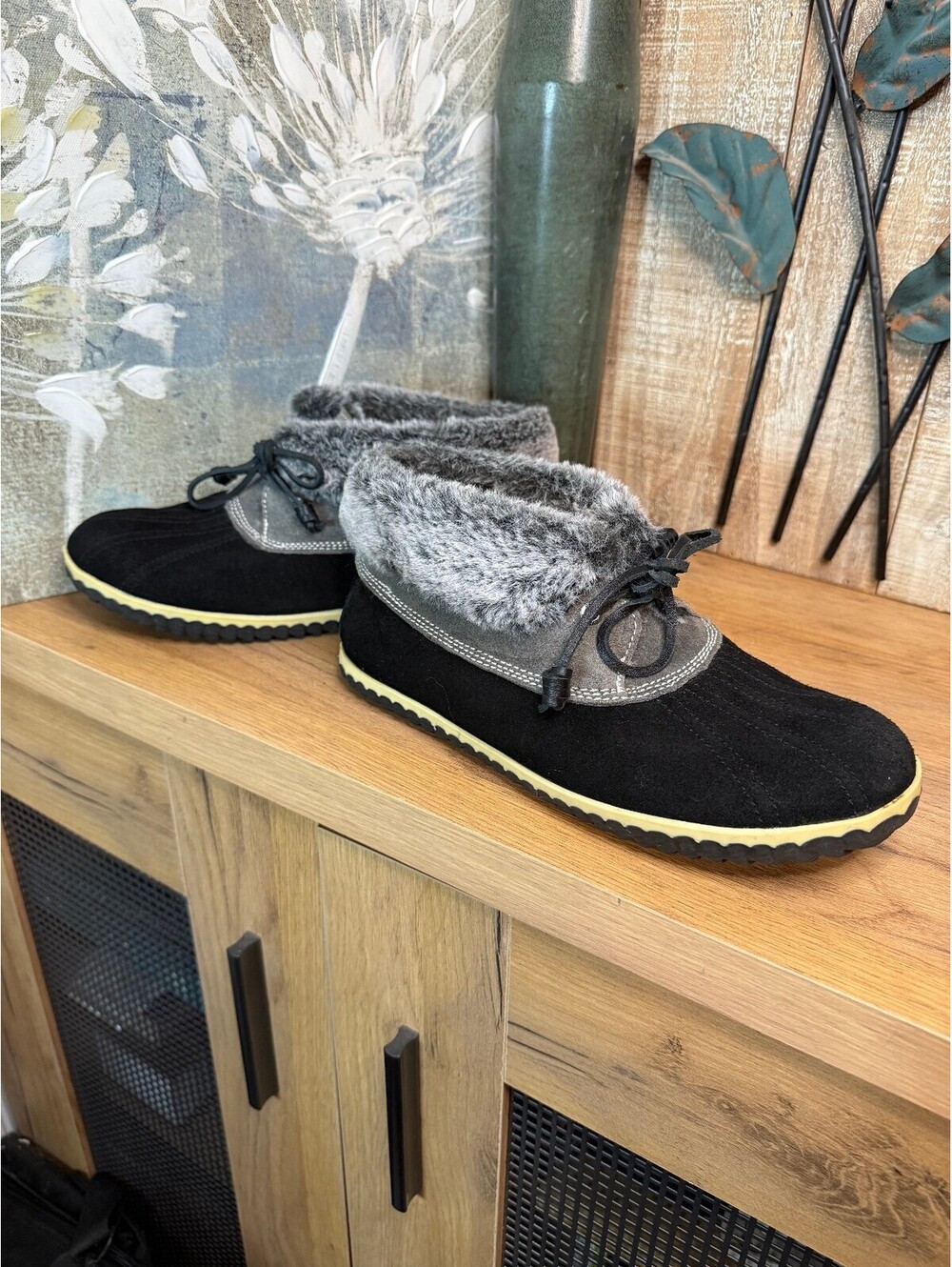Sperry Top-Sider Women's 8M Black Leather Suede Fur Boots